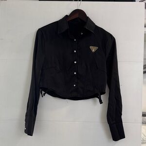 Black Button-Up Women's Top